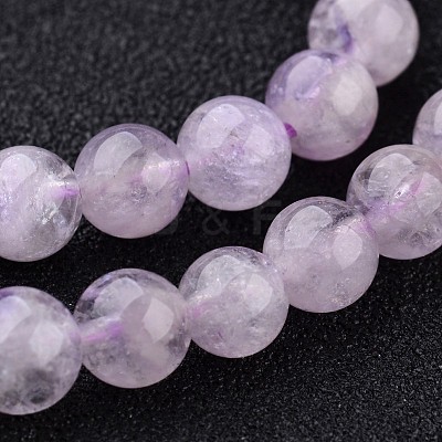 Natural Lavender Amethyst Round Bead Strands G-O134-08-8mm-01-1