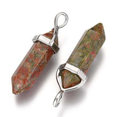 Natural Unakite Double Terminated Pointed Pendants G-F295-04B-1