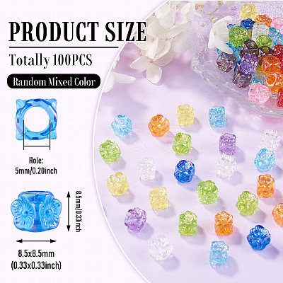 100Pcs UV Plating Transparent Acrylic European Beads TACR-TA0001-93A-1