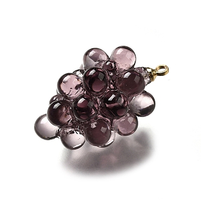 Grape Brass Acrylic Pendants OACR-R006-05G-10-1