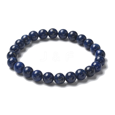 Natural Lapis Lazuli Bead Stretch Bracelets X-BJEW-K212-B-047-1
