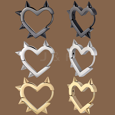 6Pcs 3 Colors Stainless Steel Hoop Earrings EJEW-BBC0001-88-1