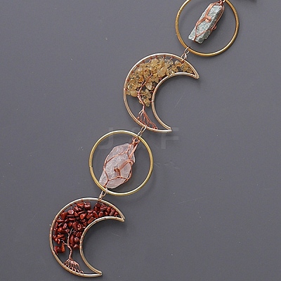 Moon Tree of Life Natural Gemstone Beads Suncatchers HJEW-F027-01-1