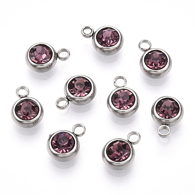 201 Stainless Steel Rhinestone Charms X-STAS-S068-06-1