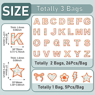 3 Bags Polyester Embroider Self-adhesion Thread Iron on/Sew On Patches PATC-TA0001-53-1