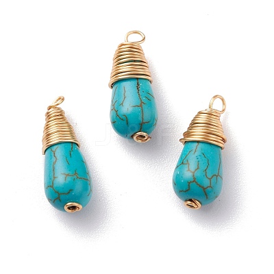 Synthetic Turquoise Pendants PALLOY-JF00805-1
