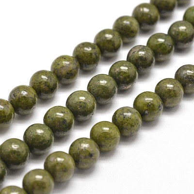 Round Natural Green Granite Beads Strands G-I125-77-8mm-1