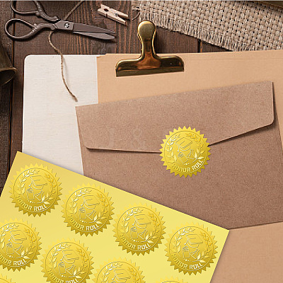 34 Sheets Honor Roll Self Adhesive Gold Foil Embossed Stickers DIY-WH0509-038-1
