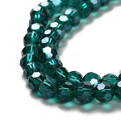 Faceted(32 Facets) Electroplate Glass Bead Strands X-EGLA-R015-4mm-13-1