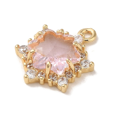 Brass with Cubic Zirconia Pendants KK-G499-15G-01-1