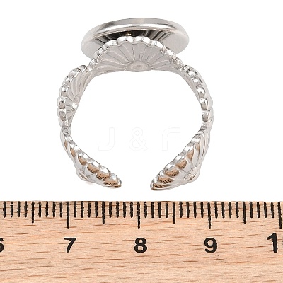 Shell Shape 304 Stainless Steel Cuff Ring Components SA-CBA098D-03P-D-1