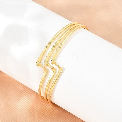 Brass 3 Wavy Line Open Cuff Bangles for Women KK-CBA5A76-02G-1