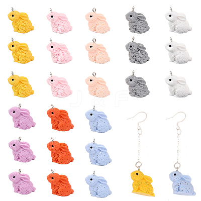 24Pcs 8 Colors Opaque Resin Pendants RESI-CA0001-55-1