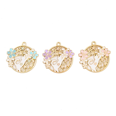 Rack Plating Alloy Enamel Pendants FIND-A040-07B-G-1