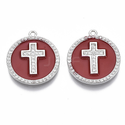 Brass Micro Pave Cubic Zirconia Pendants KK-R130-035-02P-NF-1
