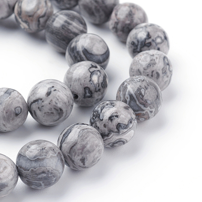 Natural Map Stone/Picasso Stone/Picasso Jasper Beads Strands X-G-G047-10mm-1