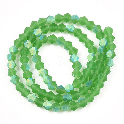 Imitate Austrian Crystal Bicone Frosted Glass Beads Strands GLAA-F029-TM4mm-A03-1