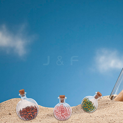 6Pcs 3 Style Chunky Glass Ball Wishing Bottle Ornament AJEW-DR0001-06-1