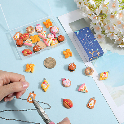 32Pcs 8 Styles Foods Opaque Resin Pendants RESI-SC0003-37-1