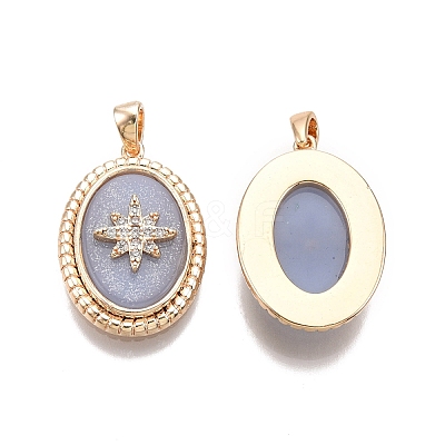 Brass Micro Pave Clear Cubic Zirconia Pendants KK-C005-08G-1