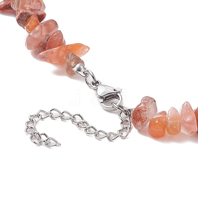 Natural Carnelian Chips Beaded Necklaces NJEW-JN04275-05-1