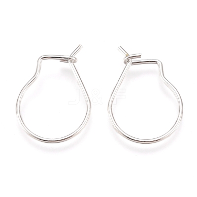 304 Stainless Steel Hoop Earrings Findings STAS-H436-02S-1