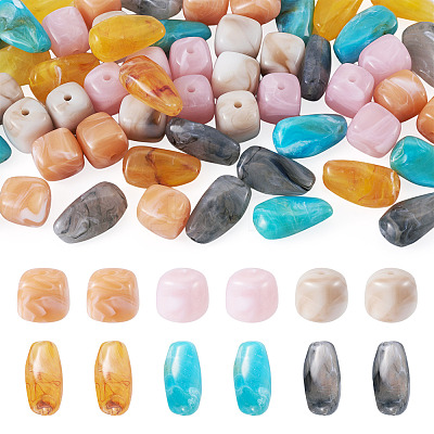 60Pcs 6 Colors Opaque Acrylic Beads OACR-TA0004-96-1