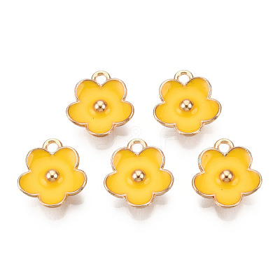 Light Gold Plated Alloy Enamel Pendants ENAM-R136-16G-1