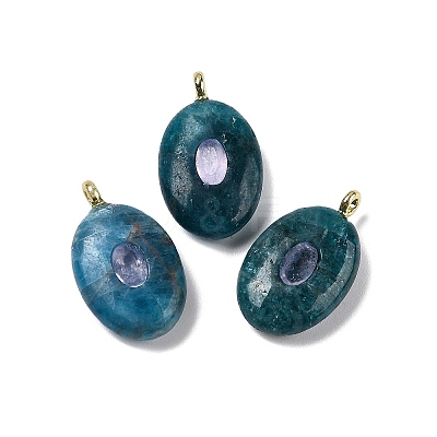 Natural Apatite & Cubic Zirconia Pendants G-Z076-01G-09-1
