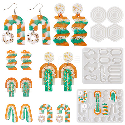 3Pcs 3 Style Hexagon & Round & Irregular Shape DIY Pendant Silicone Molds DIY-TA0006-40-1