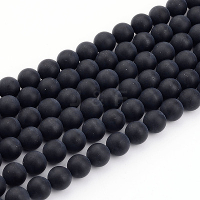 Dyed & Heated Natural Black Agate Bead Strands X-G-H056-4mm-1