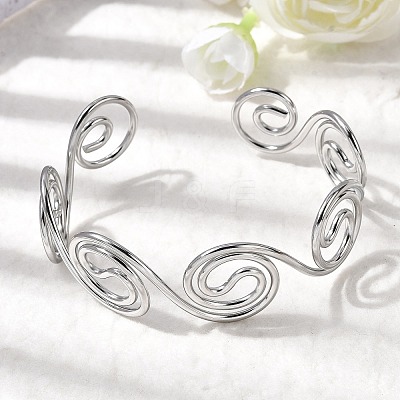 304 Stainless Steel Cuff Bangles for Women BJEW-Z150-01P-01-1