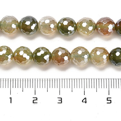 Electroplated Natural Agate Round Beads Strands G-L598-A01-02A-1