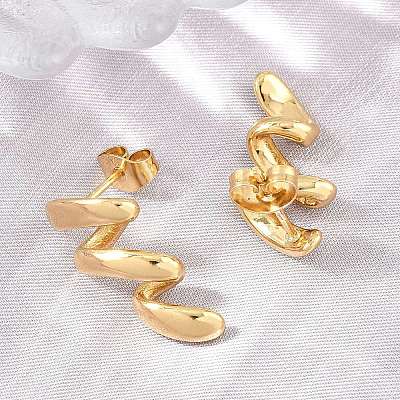 Wave 304 Stainless Steel Stud Earrings with 316 Surgical Stainless Steel Pins for Women SA-CBAB549-02G-1