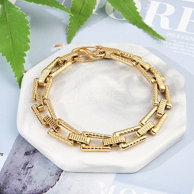 304 Stainless Steel Trapezoid Link Chain Bracelets for Women Men BJEW-F488-46G-1