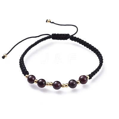 Adjustable Natural Gemstone Braided Bead Bracelets BJEW-JB04599-1