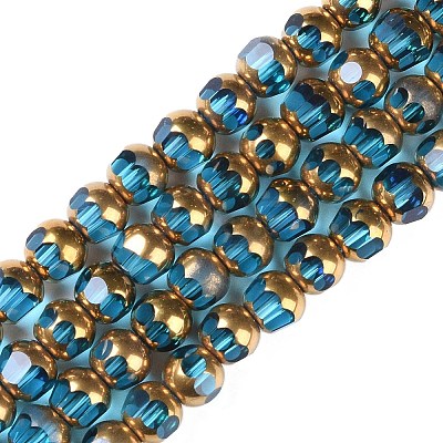 Electroplate Glass Beads Strands X-EGLA-Q128-04A-FP04-1