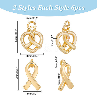 12Pcs 2 Styles Brass Pendants KK-AR0004-71-1