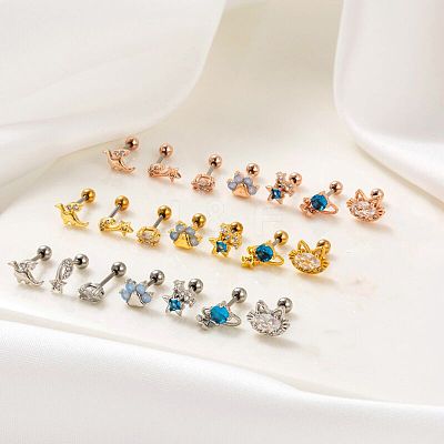 316L Stainless Steel Cubic Zirconia Cartilage Earrings for Women WGF6ABA-06-1