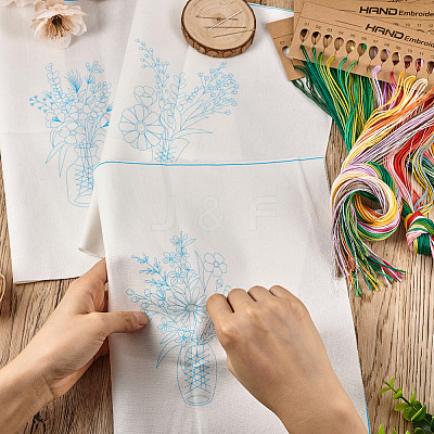 3Pcs 3 Style Vase & Flower Pattern DIY Display Decoration Embroidery Beginner Kit DIY-TA0006-16-1