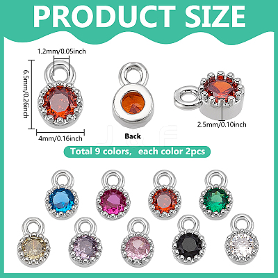 18Pcs 9 Colors Brass Glass Charms KK-PH0012-47P-1
