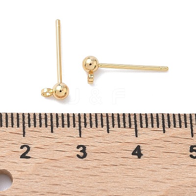 SHEGRACE Brass Round Ball Stud Earring Findings XGR0050G-38G-1