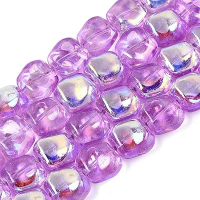 Electroplate Transparent Glass Beads Strands EGLA-N057-02A-08-1