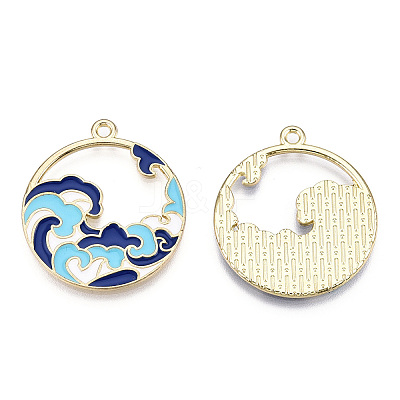 Chinese Style Alloy Enamel Pendants ENAM-M043-03G-01-RS-1