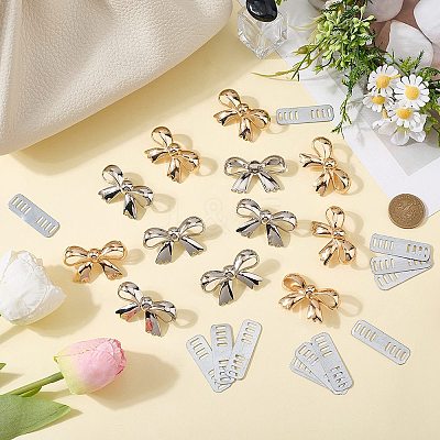 12Pcs 2 Colors Bowknot Alloy Decorative Buckles FIND-CP0003-71-1