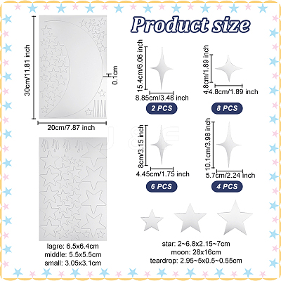 Star Acrylic Mirror Wall Stickers DIY-PH0017-37B-1
