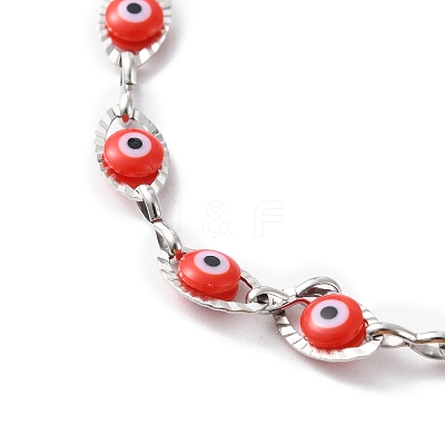 Evil Eye Plastic Link Chain Necklace NJEW-H169-03P-03-1
