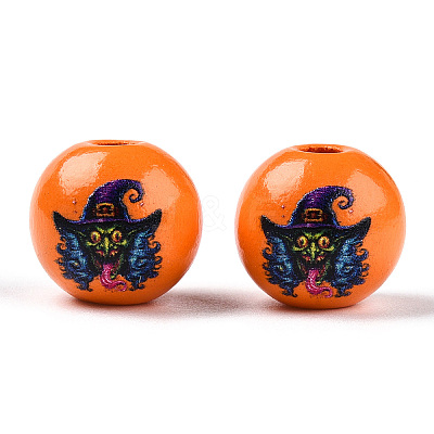 Halloween Theme Wood European Beads WOOD-N016-04G-1