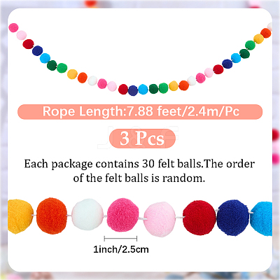 Cotton Christmas Pompom Ball String Ornaments AJEW-WH20020-101F-1