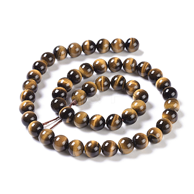 Natural Tiger Eye Round Bead Strands G-L411-07-8mm-1